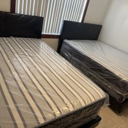 2 Queen Bed Frames With 2 Mattresses Set All New Furniture And Free Delivery Free Installation 