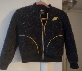 Nike Black And Gold Fleece Jacket Size M 