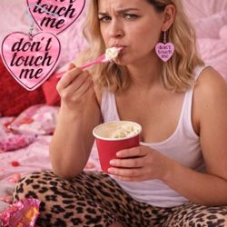 Shiny Pink Heart Letter Acrylic Dangle Earrings Funny Valentine Gift