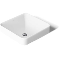 KOHLER 2661-0 Vox Square Vessel Bathroom Sink, Vitreous China, 16-1/4" W X 16-1/4" L, White
