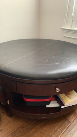 Leather top center table