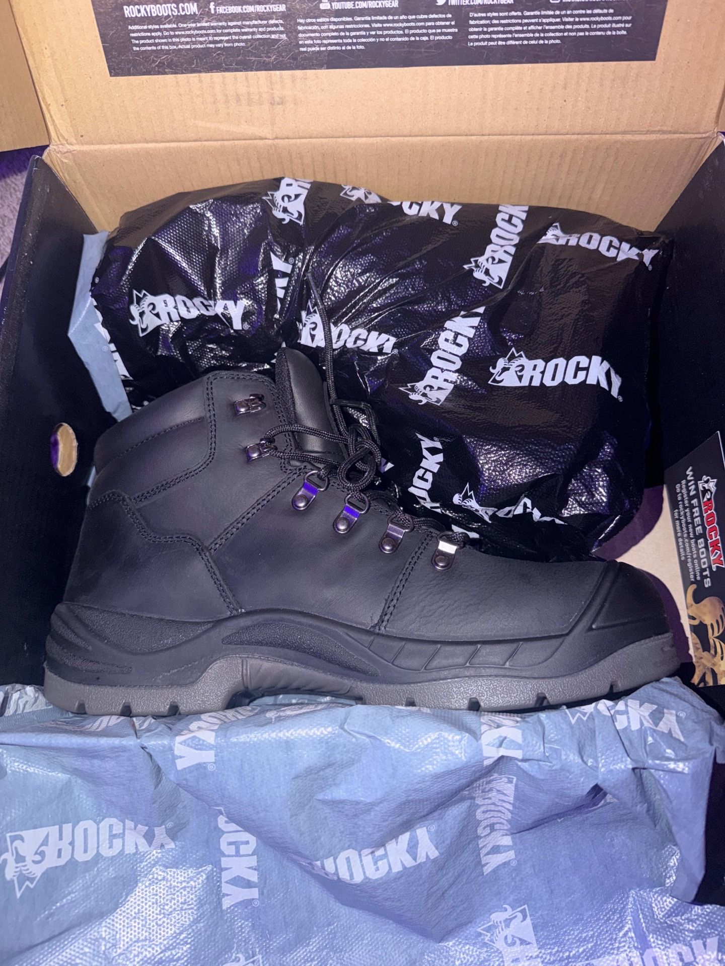 Unused steel toe boots