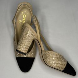 Chanel Slingback Heels with Rhinestones – Size 37C – Authentic & Stunning