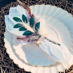 Napkin rings and floral piece