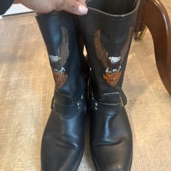 Harley-Davidson Leather Biker Boots | Eagle Embroidery | Men’s Size ~10–11