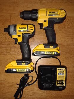 DeWalt 20 volt Max impact driver and drill kit with upgraded batteries charger and tool bag