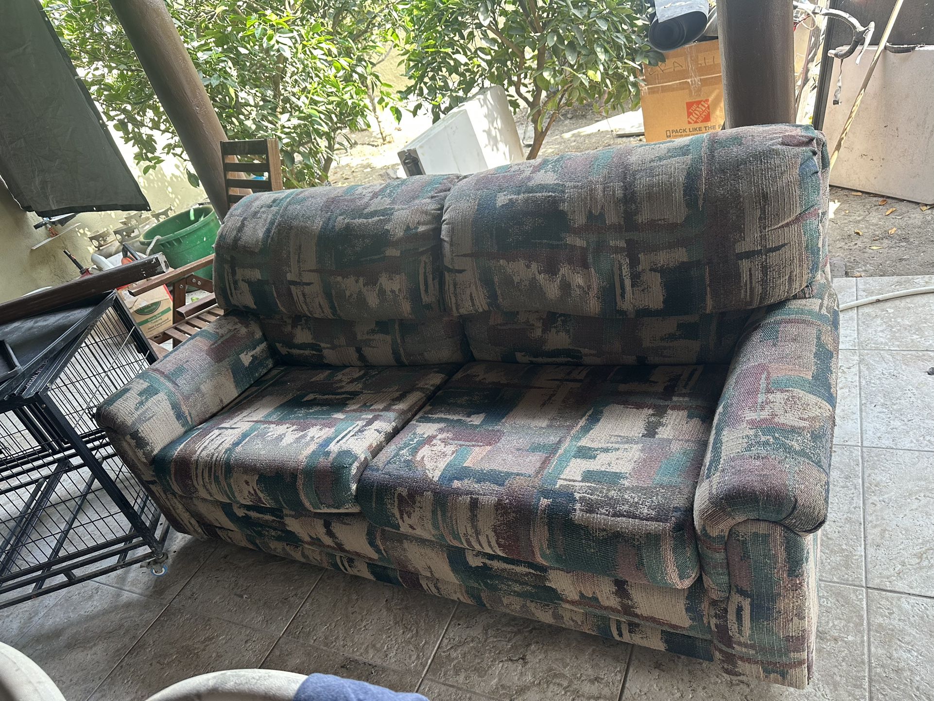 Army Green Pattern Love Seat W/ Fold Out Bed!