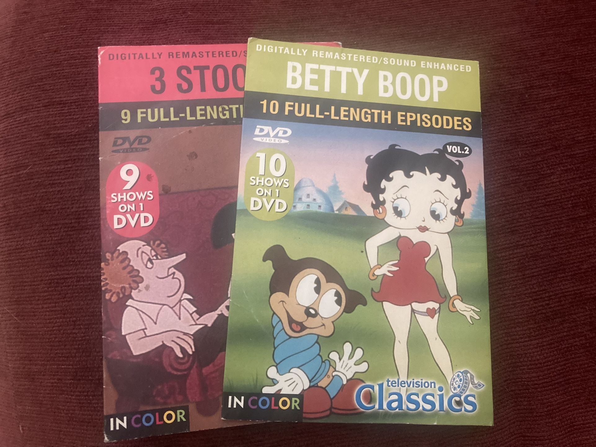 DVD (2) Betty Boop And 3 Stooges, 19 Episodes