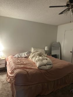 King size bed with mattress and side tables