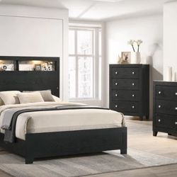 Cadence Black LED Panel Bedroom Set