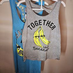 Banana Theme Tank Top And Swim Suit Cover