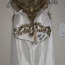 Rachel Allen White and Gold Two Piece Prom Dress 