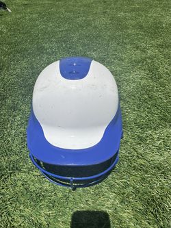 Blue and White Rip-It Vison Pro Softball Helmet