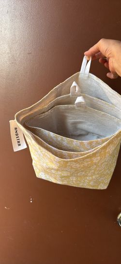 Set of 3 Floral Fabric Hanging Bathroom Storage Baskets