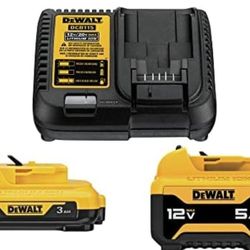 DEWALT 12V 3Ah/5Ah Batteries and Charger kit new