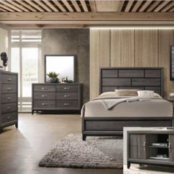 4- Pc Bedroom set Dresser,Mirror  Nightstand (1) Queen size bed frame  Not including Mattress and Box Sp