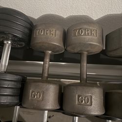 60 Lb pair of York dumbbells