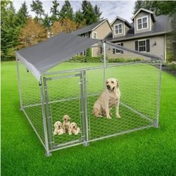 New IN Box 7.5'x7.5' LARGE Dog Kennel Galvanized Metal  ALl Weather TARP Animal Cage Dog CRATE 