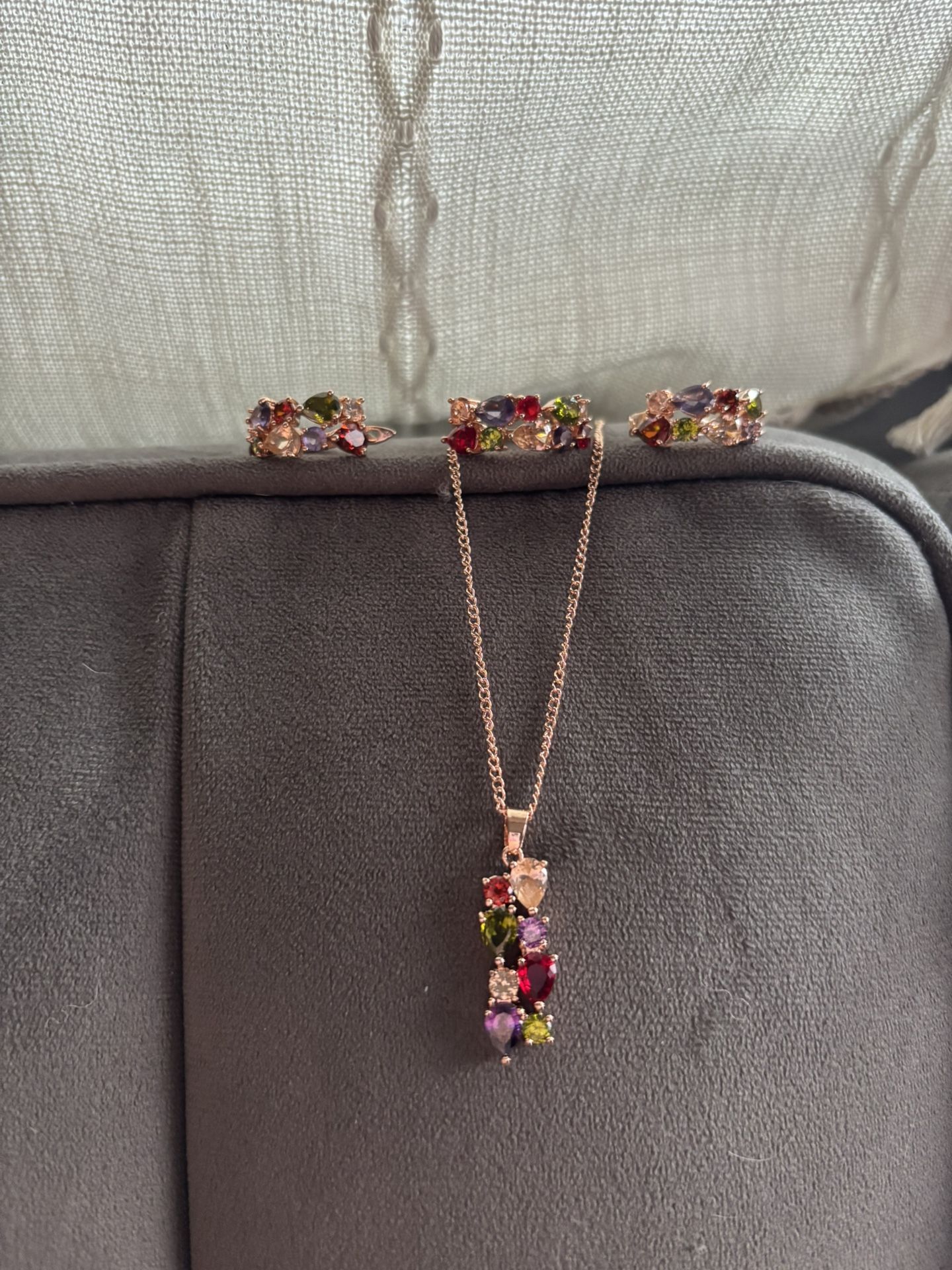 Necklace earrings, and ring set