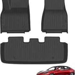 Floor Mats for Tesla Model Y 2020-2025 5-Seater Thick TPE All Weather Floor Liners, Pet & Child-Friendly Custom Fit Interior Accessories (Black, for M