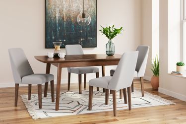 Lyncott Gray/Brown Extension Dining Table and 4 Chairs (Online Special Price)