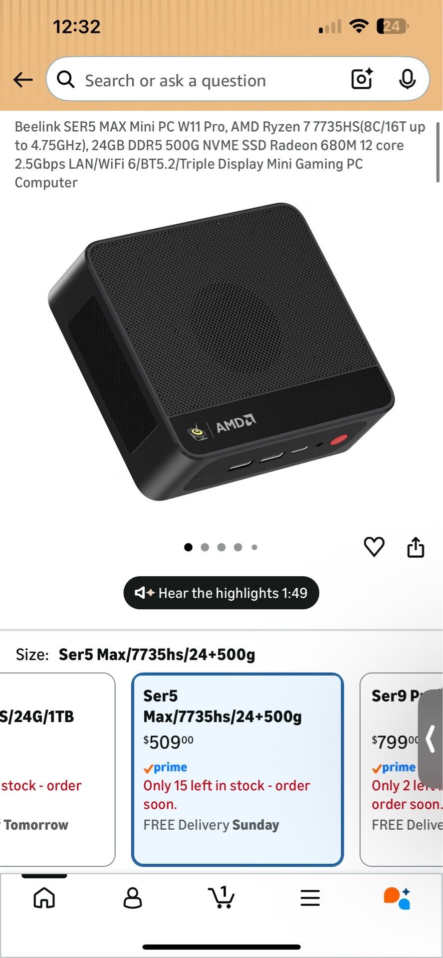 Beelink SER5 mini max PC