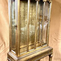 Vintage Weiman Heirloom Gold Leaf and Glass Curio Cabinet 65". 