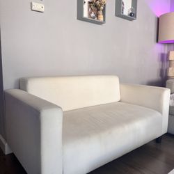 CB2 Off White Fabric Loveseat Sofa