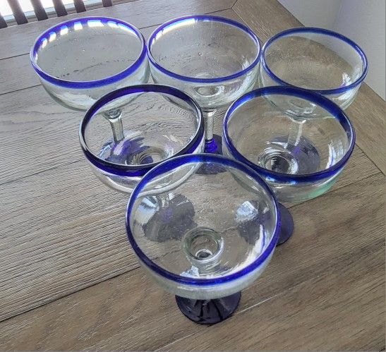 Hand-blown Margarita Glass Set of 6 from Mexico