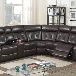 Dark Brown Leather Sofa Sectional 