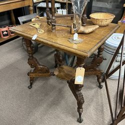 Antique Parlor Table w/ Carved Legs