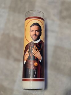 Ryan Celebrity Gift Candle - Saint Candle - 8 inch Glass Prayer Votive - Handmade in USA - Celebrity Gift