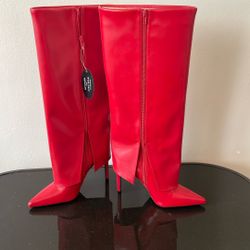I.N.C International Concepts Women’s Skylar Fold Over Red Knee Boots Size 7