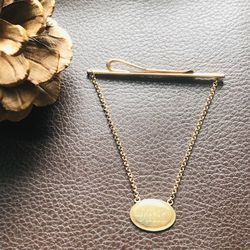 Louis Vuitton Vintage Monogram Bar and Circle Pendant Necklace