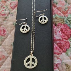 Sterling Silver Peace Necklace and Earrings