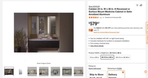 Kohler Catalan Medicine Cabinet - Recessed
