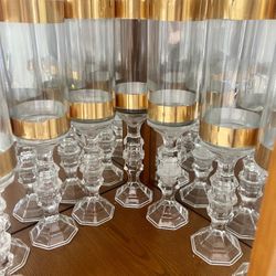 Antique Gold and Glass Party Vases
