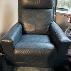 Blue Leather Recliner