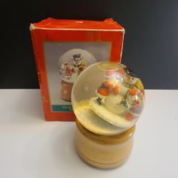 VINTAGE Christmas Snow Globe with Snowman and Children