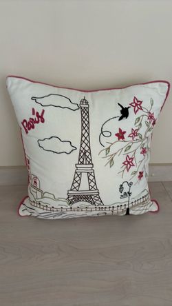Paris Eiffel Tower Embroidered Throw Pillow