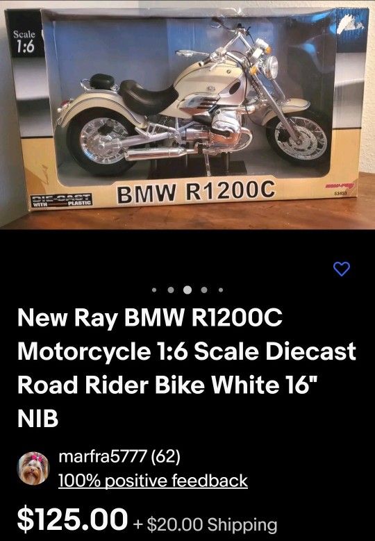 New BMW R1200C Motorcycle 1:6 Scale Diecast Road Rider Bike White