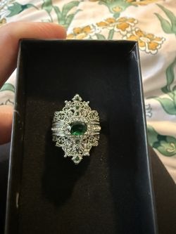 Sterling Silver Emerald Ring 