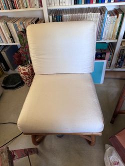 Rattan Lounge Chair with Cream Cushions