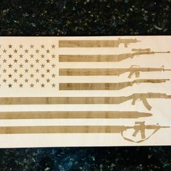 Gun Flag/Engraved Gun Flag/American Wood Sign/ 2nd Amendment Rights/Gun Sign/  American Gun Sign