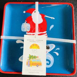 C.C Festive Santa Melamine Plate Set - Blue and Red