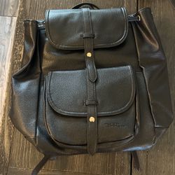 Black, Soft, Leather Backpack 