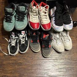6 Pairs Of Shoes (Kobe, Jordan,Curry,Van) Size 5