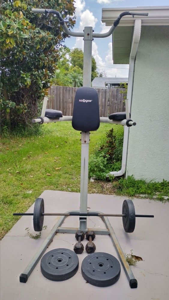 Outside Exercise Weights And Pull Up & Ab Rack..