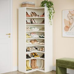 Tribesigns Shoe Cabinet, 9 Tiers Shoe Storage Cabinet, Holds 40-45 Pairs, 64.96" Tall Shoe Organizer Cabinet, Wood Shoe Rack&nbsp;for Front Door Entra