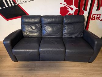 Blue leather couch